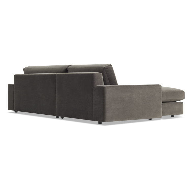 Storm Velvet Left Chaise Sofa with Track Arm