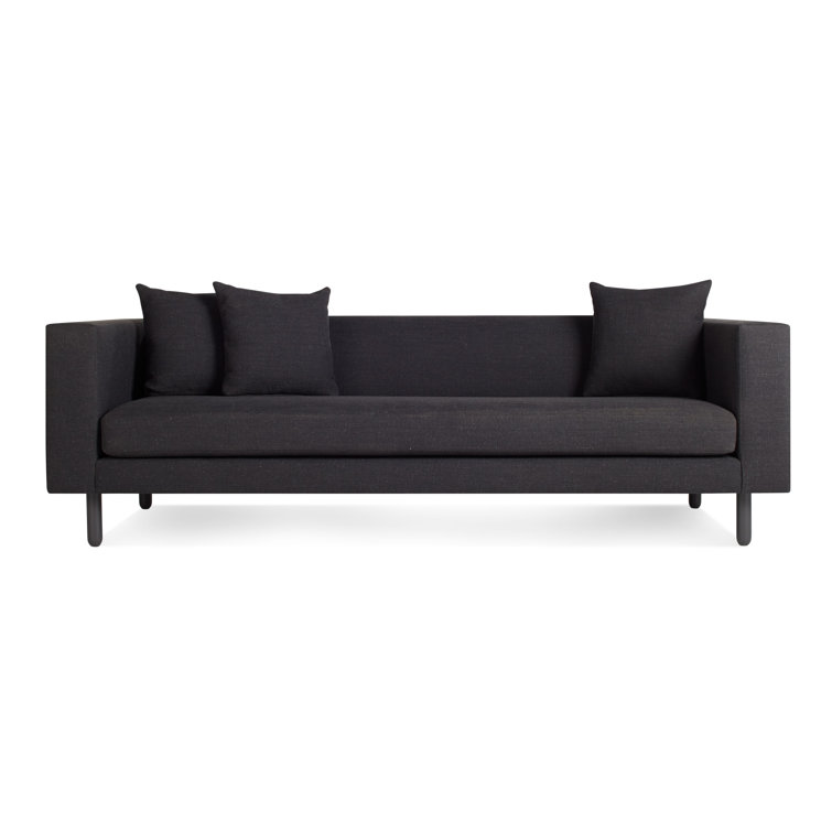 Mono 83" Afton Grey Fabric Sofa with Charcoal Legs