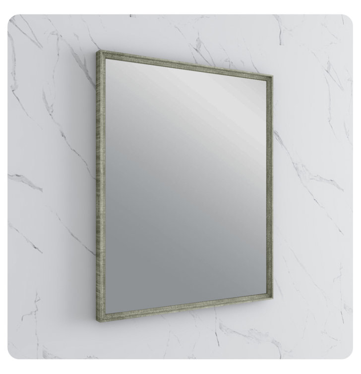 Formosa Ash Finish 32" x 26" Solid Acacia Wood Bathroom Vanity Mirror