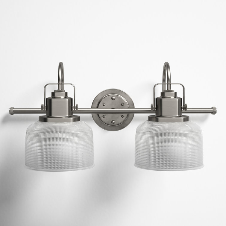 Archie Antique Nickel 2-Light Textured Glass Vanity Bar