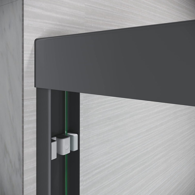 Matte Black Double Sliding Frameless Tub Door with Clear Tempered Glass