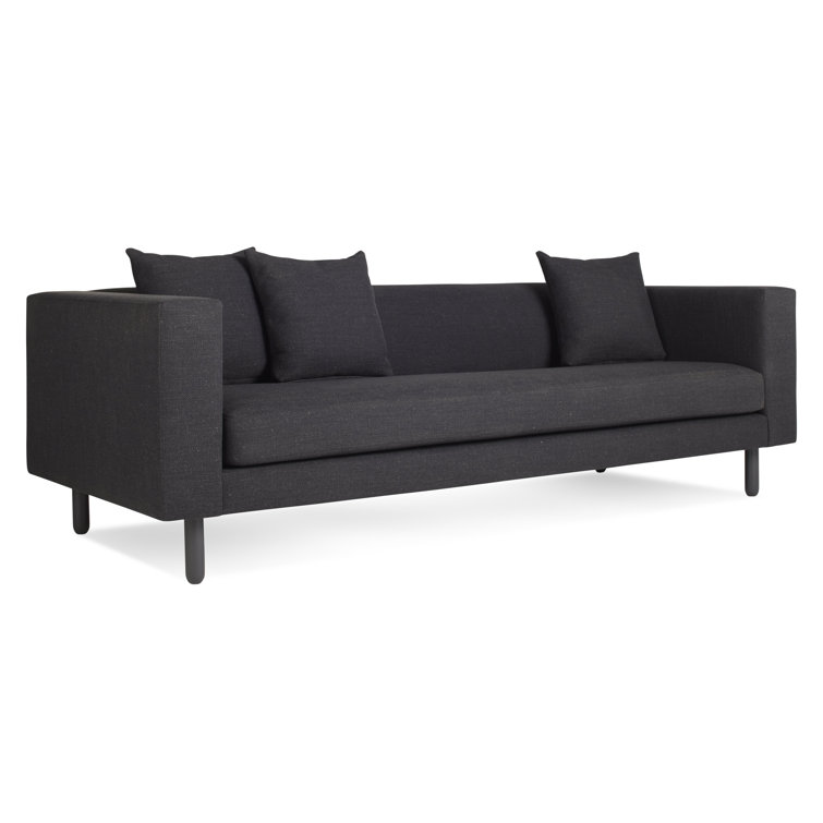 Mono 83" Afton Grey Fabric Sofa with Charcoal Legs