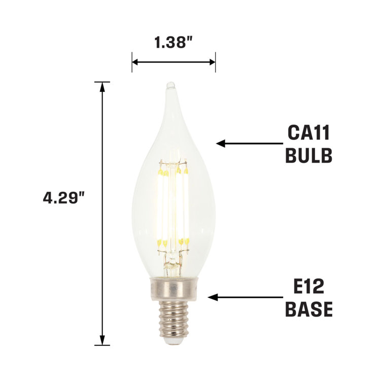 Clear Dimmable 60W Equivalent LED Candelabra Bulbs, Set of 6
