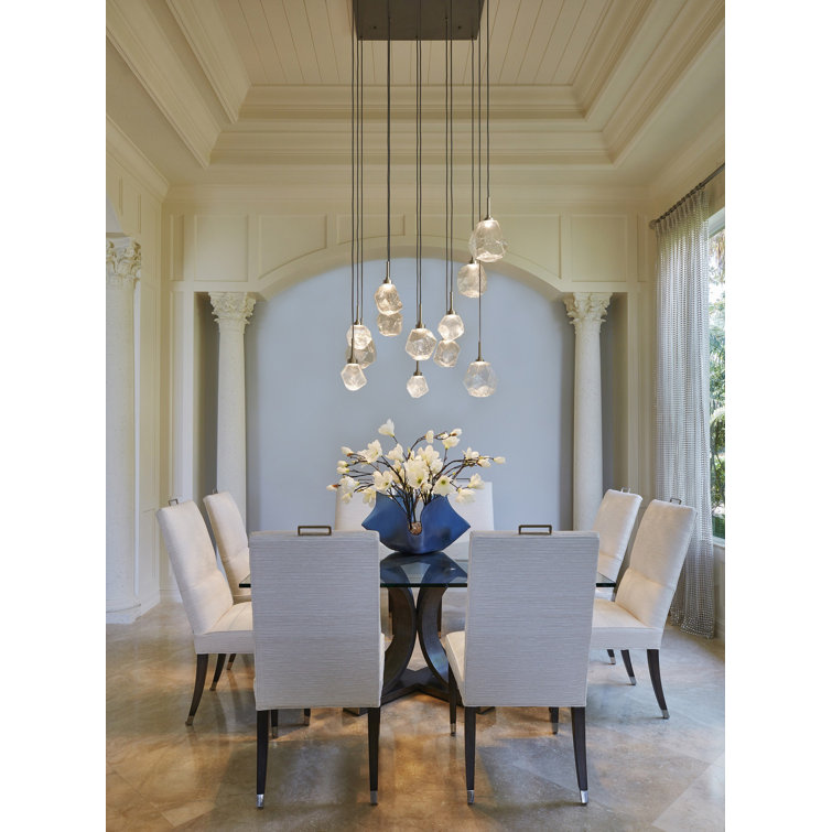 Gemstone 30'' Matte Black LED Cluster Pendant with Hand-Blown Glass