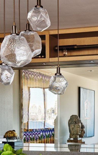 Gilded Brass 9-Light LED Cluster Pendant with Glass Shades