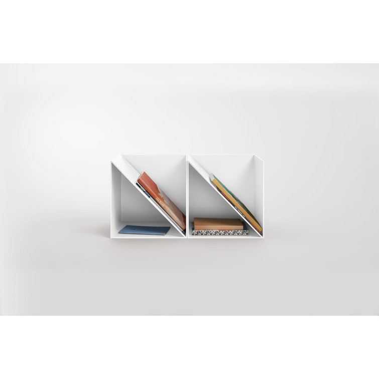 White Metal Wall Mounted Geometric Magazine Rack