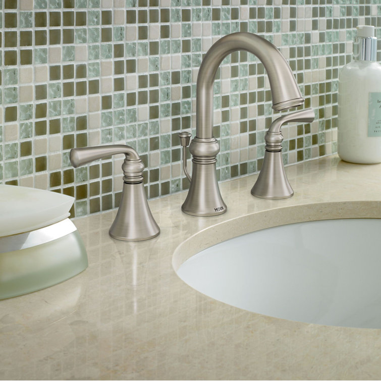 Elegant Widespread Bathroom Faucet in Spot Resist Brushed Nickel