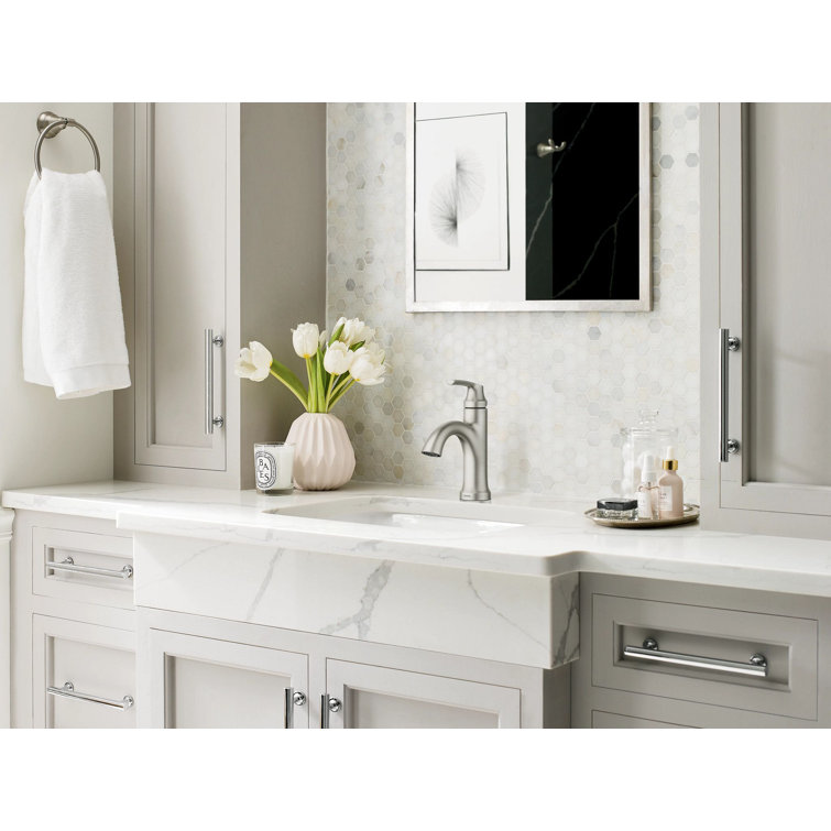 Elegant Wellton High Arc Brushed Nickel Single-Handle Bathroom Faucet