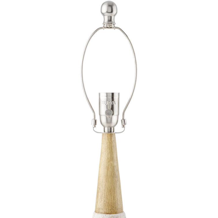 White Ceramic and Linen Modern Table Lamp