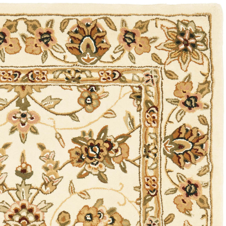 Ivory Floral Hand-Tufted Wool Area Rug 4' x 6'