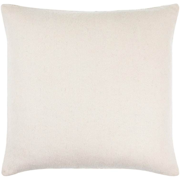 Brett 22" Off-White and Light Brown Wool Blend Pillow
