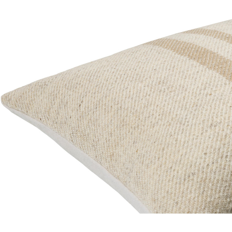 Brett 22" Off-White and Light Brown Wool Blend Pillow