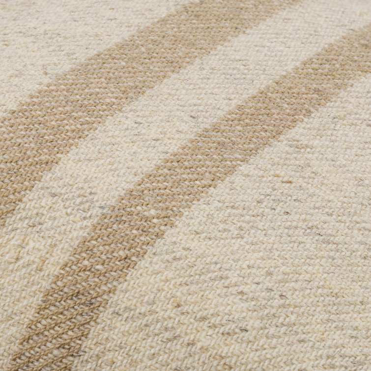 Brett 22" Off-White and Light Brown Wool Blend Pillow