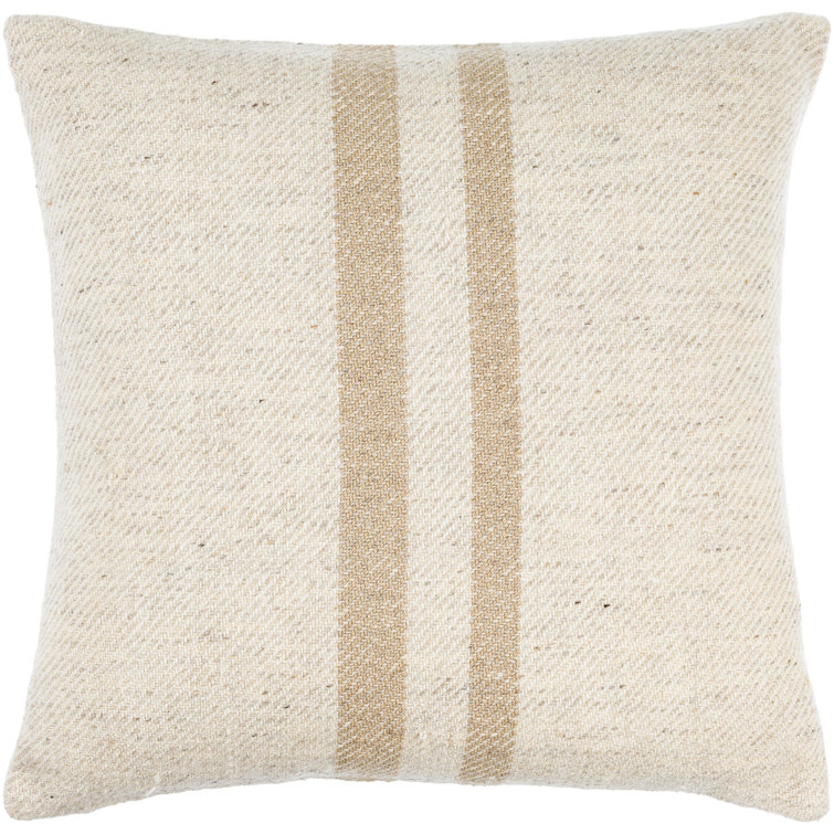Brett 22" Off-White and Light Brown Wool Blend Pillow