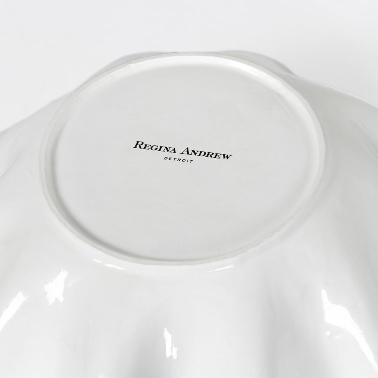 Ruffle Edge Large Ceramic Bowl in Creamy White