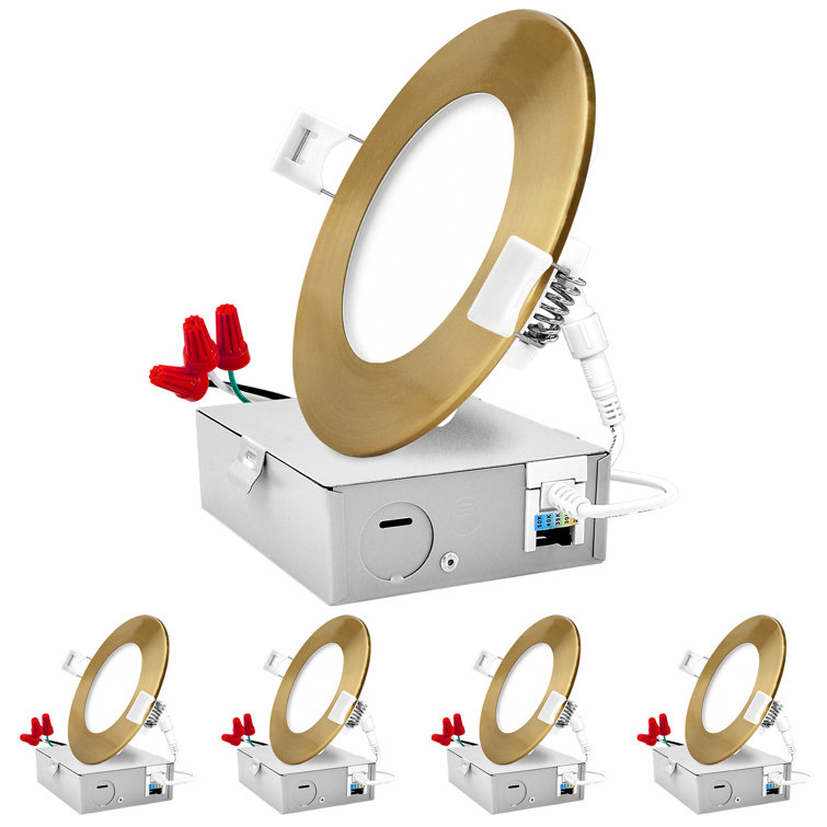 4'' Brass Trim Ultra Thin LED Recessed Lighting Kit
