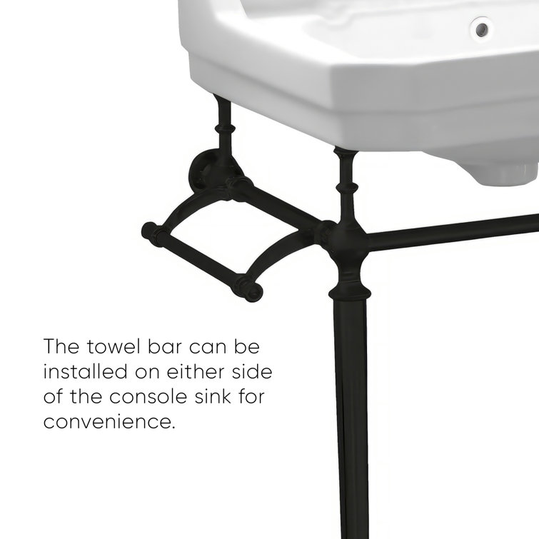 White Ceramic Wall-Mount Console with Matte Black Legs