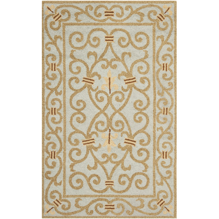 Handmade Light Blue Wool Rectangular Tufted Area Rug