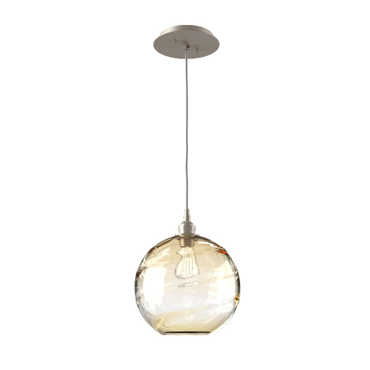 Terra Optic Amber Globe Pendant in Metallic Beige Silver