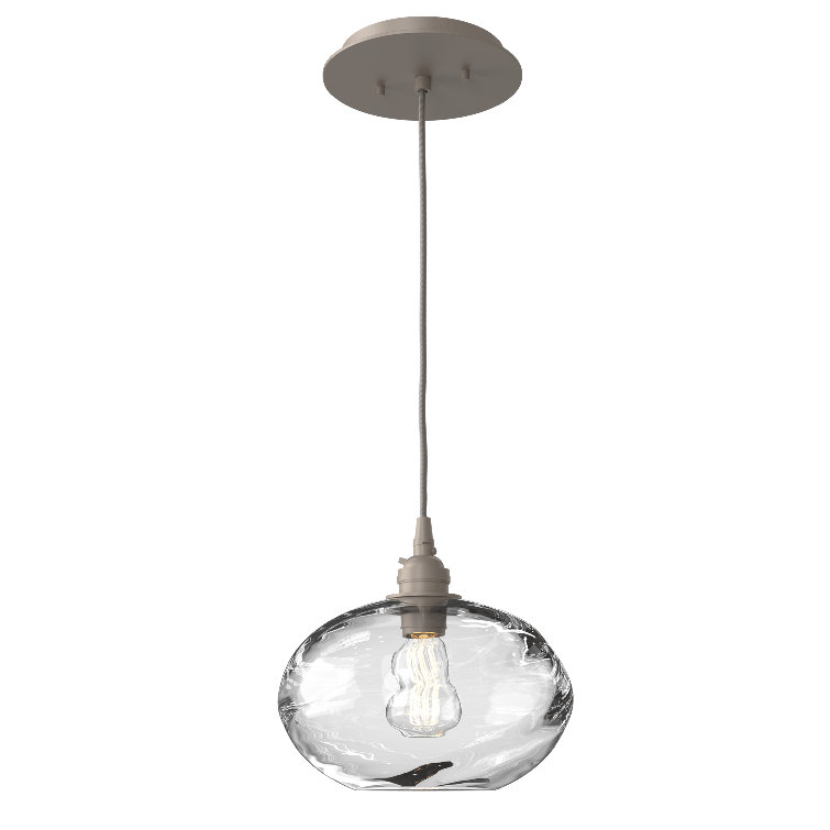 Coppa 8" Handmade Blown Glass Drum Pendant in Matte Black & Silver
