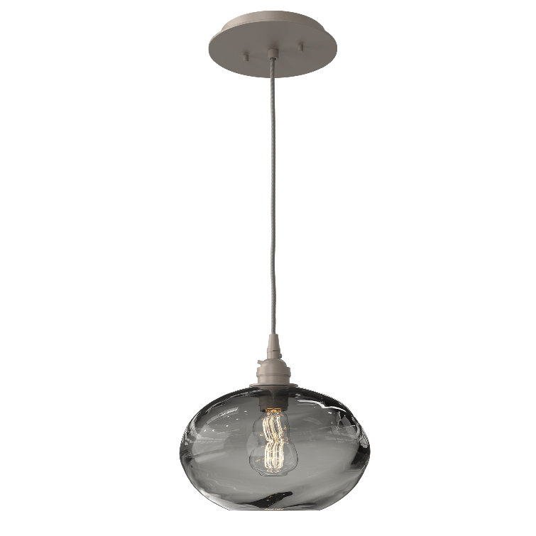 Elegant Smoke Glass Globe Pendant with Metallic Silver Finish
