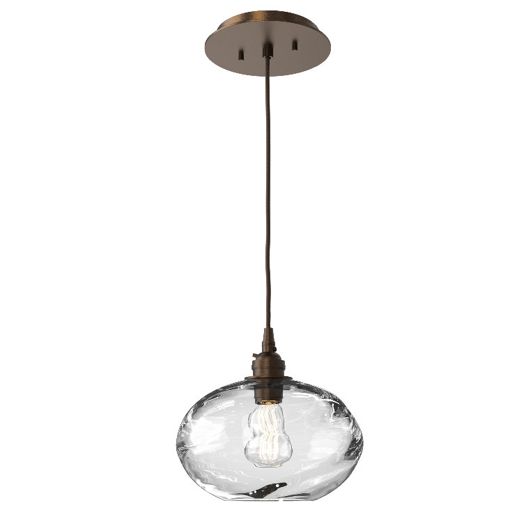 Coppa Handmade Blown Glass 8" Drum Pendant in Matte Black and Bronze
