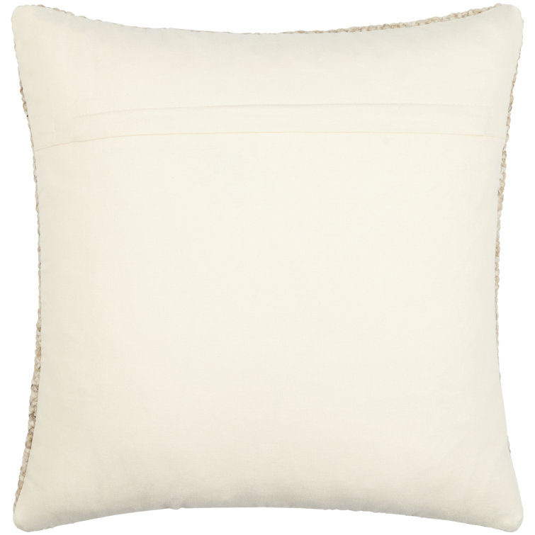 Beige Textured Square Polyester Throw Pillow 22"
