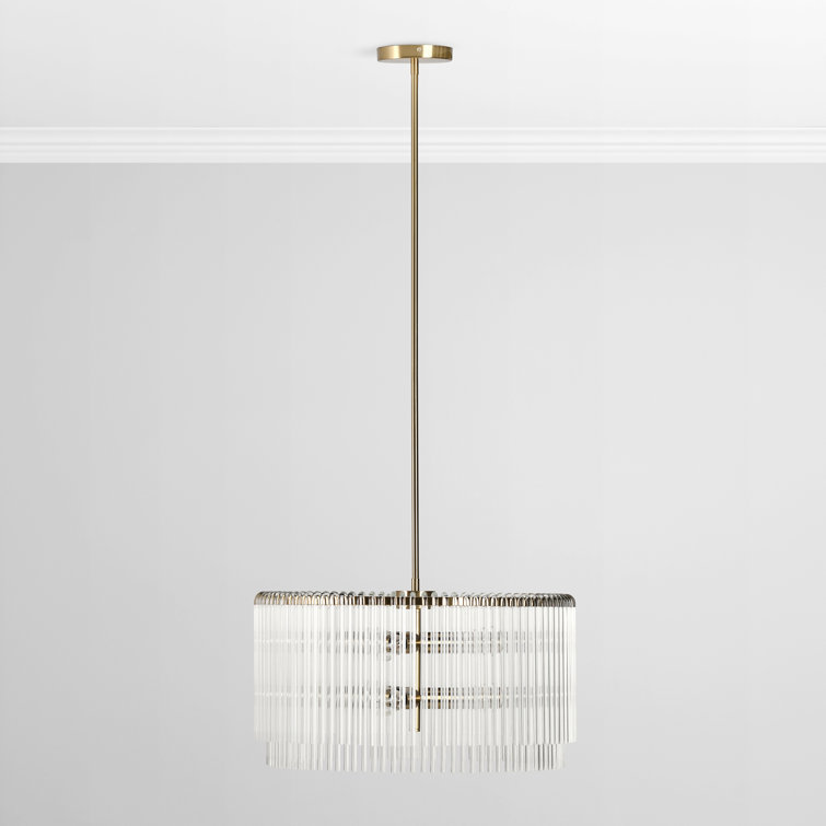 Kaela Vintage-Influenced 6-Light Brass Drum Chandelier