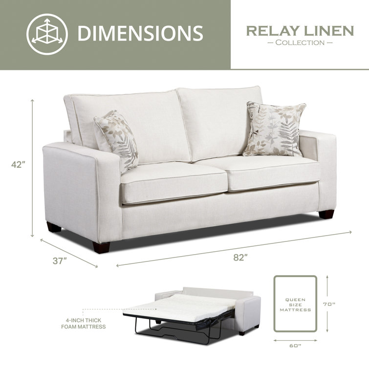 Soft Washed Cream 4-Piece Living Room Set with Sleeper Sofa
