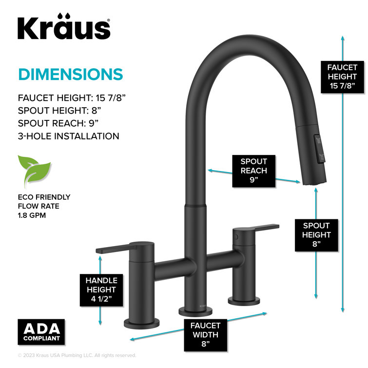 Matte Black Brass Kitchen Faucet with Pull-Down Sprayhead