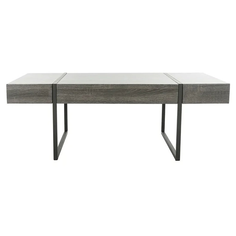 Tristan 43'' Black Wood and Metal Transitional Coffee Table