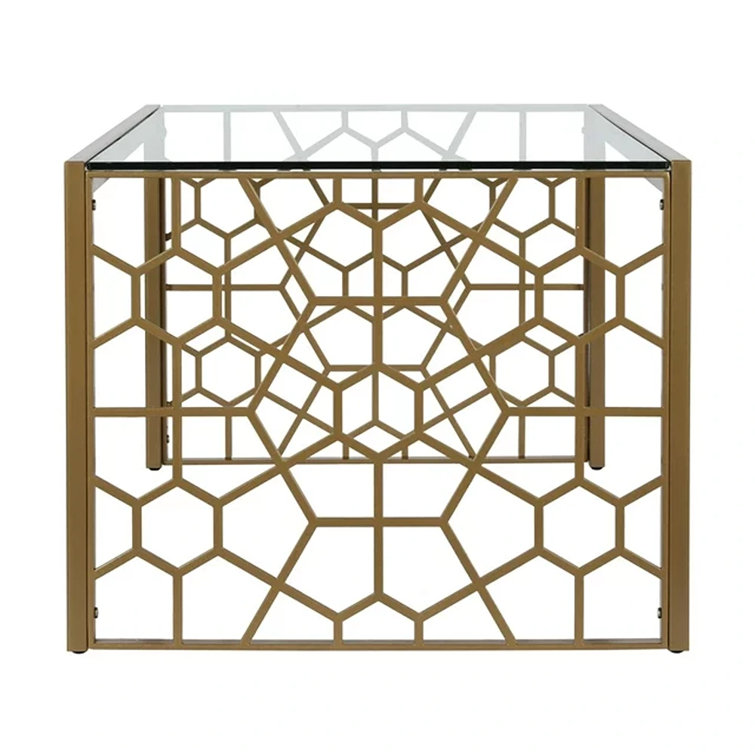 Juliette Brass-Finished Metal & Tempered Glass Rectangular Coffee Table