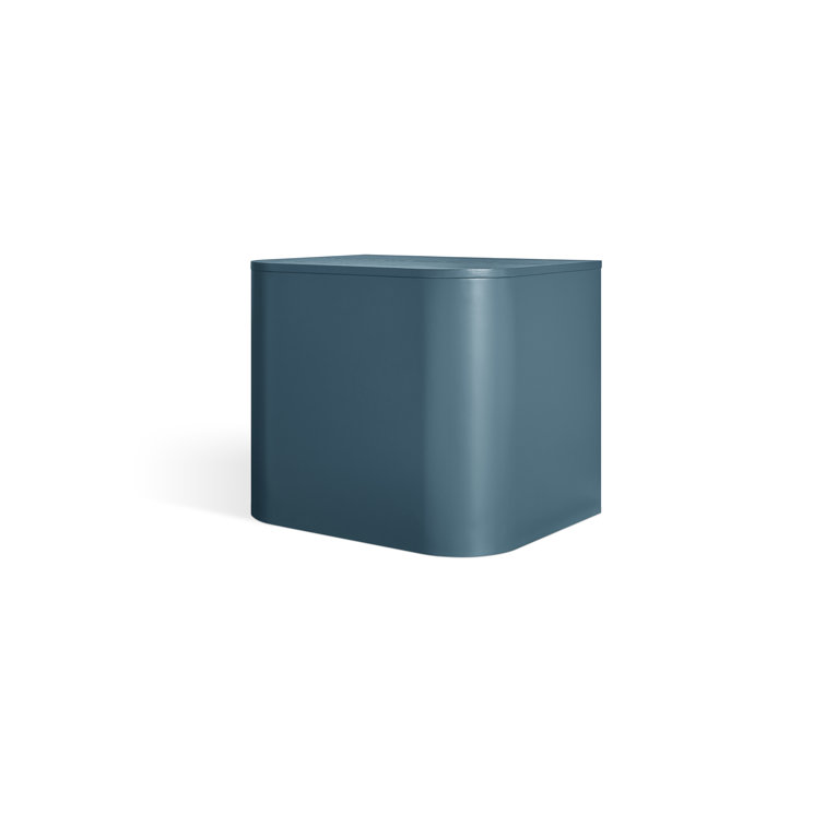 Space Blue Metal and Wood Nightstand