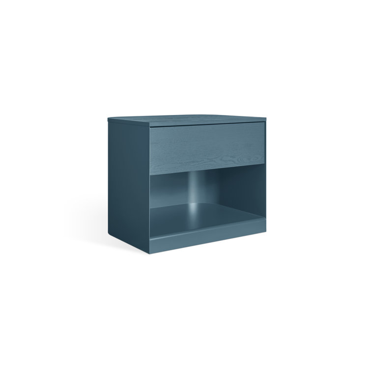 Space Blue Metal and Wood Nightstand