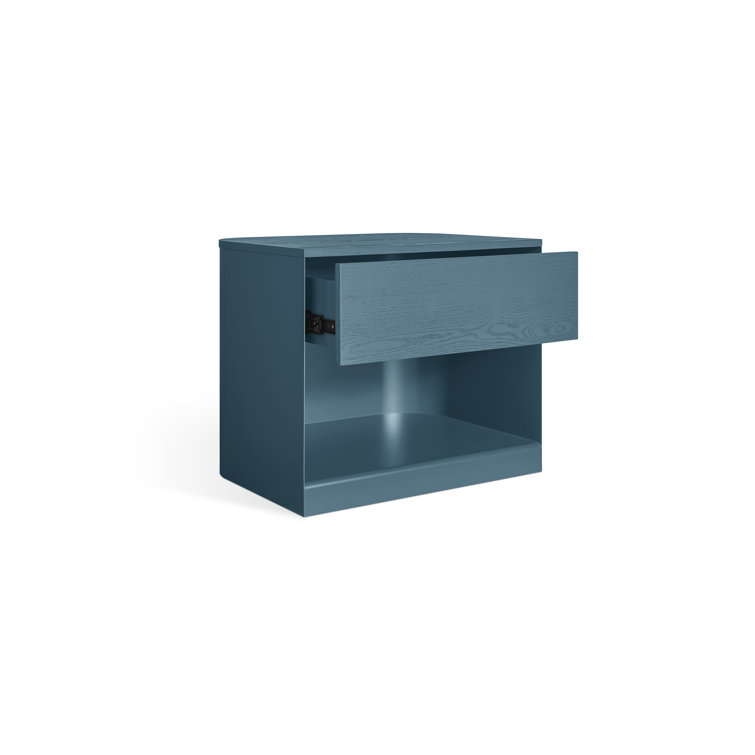 Space Blue Metal and Wood Nightstand