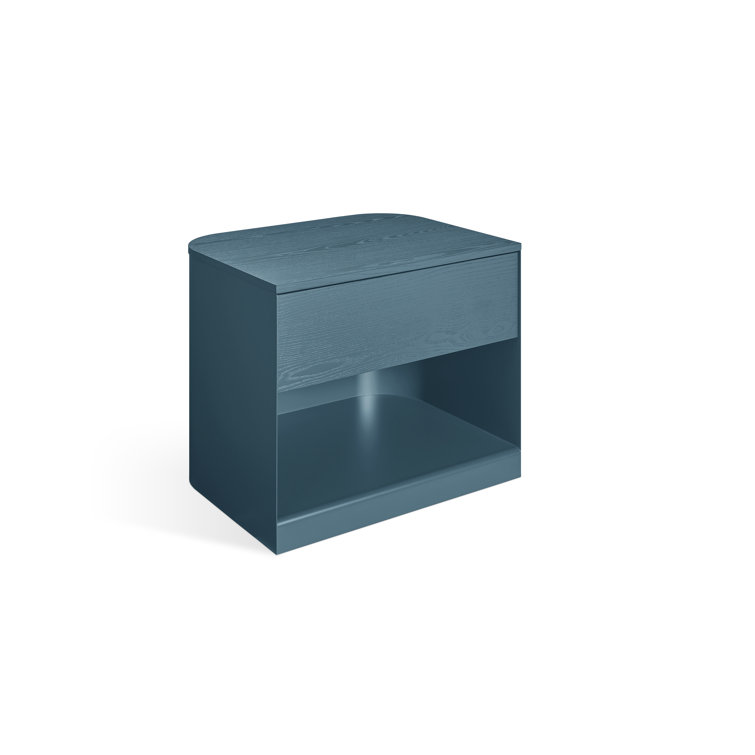 Space Blue Metal and Wood Nightstand