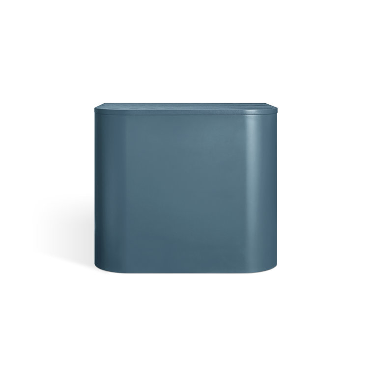 Space Blue Metal and Wood Nightstand