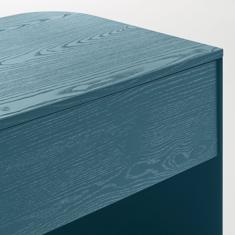 Space Blue Metal and Wood Nightstand