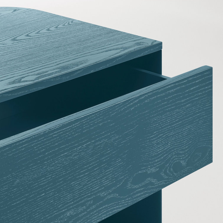 Space Blue Metal and Wood Nightstand