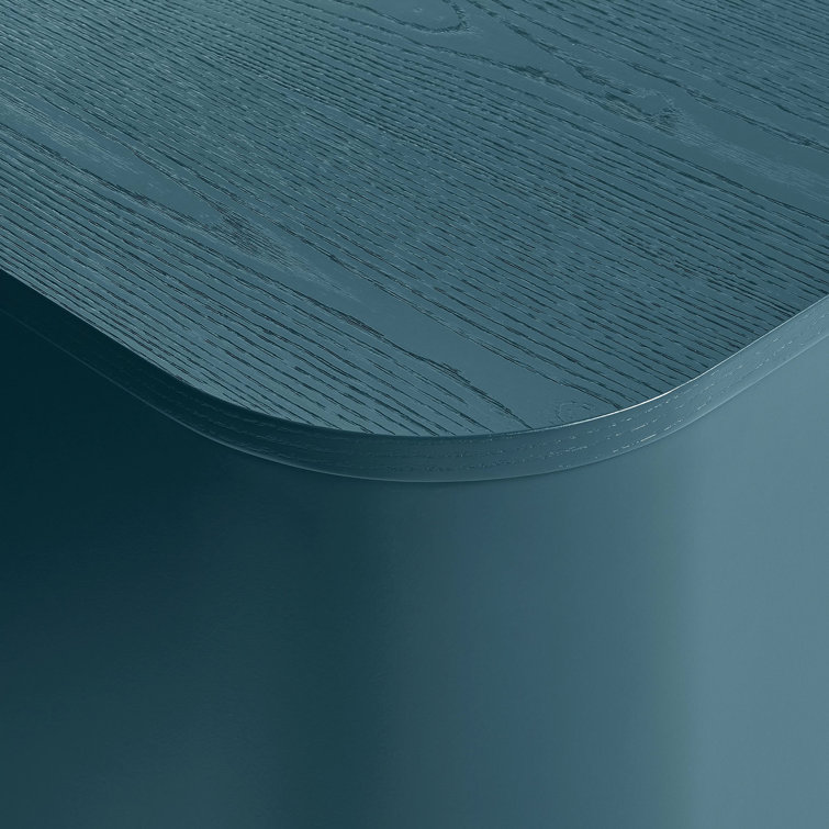 Space Blue Metal and Wood Nightstand