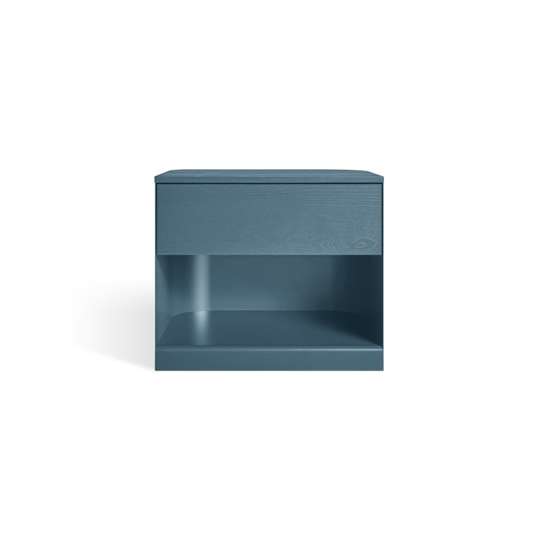 Space Blue Metal and Wood Nightstand