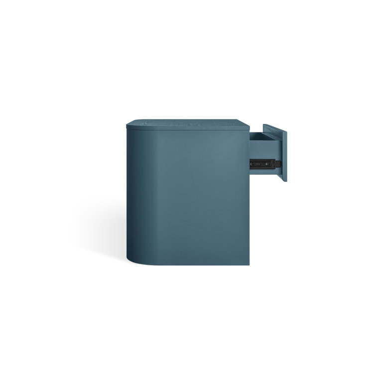 Space Blue Metal and Wood Nightstand