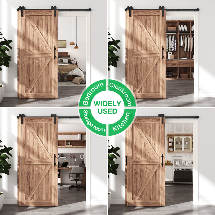 Matte Black Heavy Duty Steel Sliding Barn Door Hardware Kit