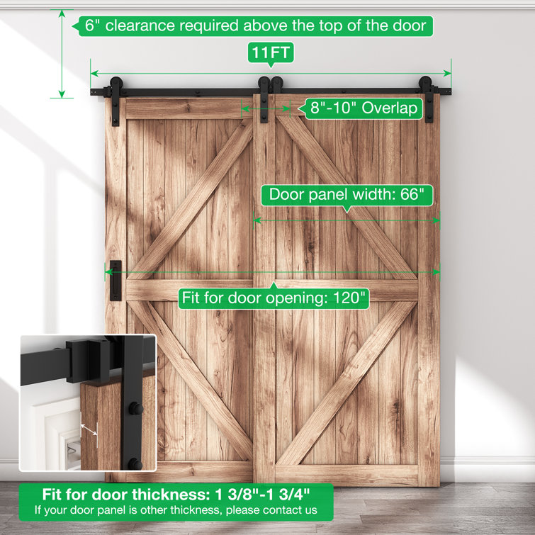 Matte Black Heavy Duty Steel Sliding Barn Door Hardware Kit