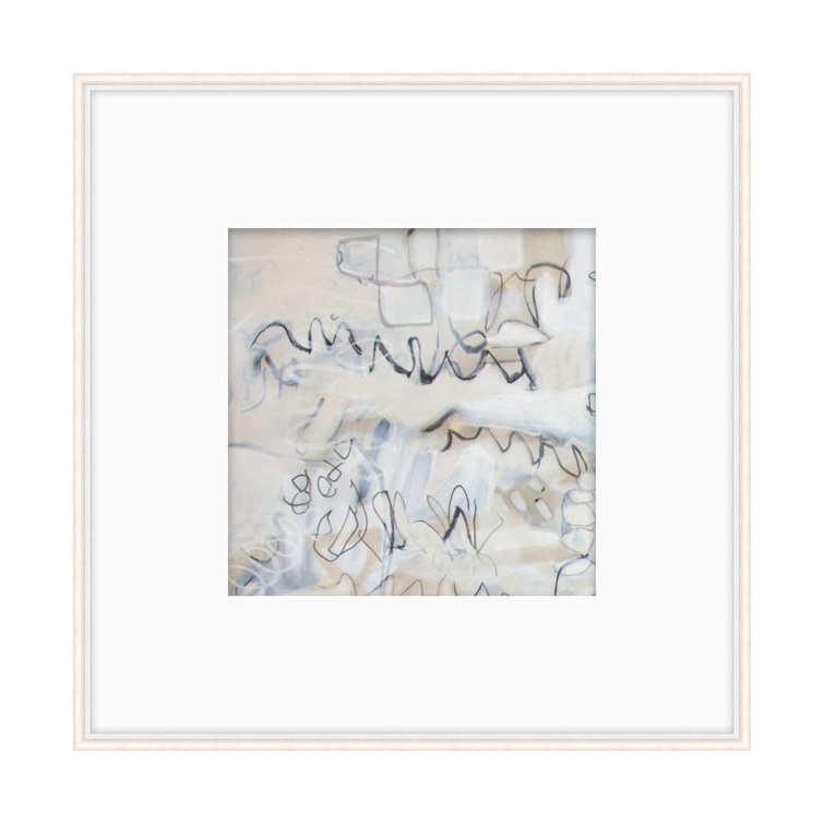 Square Silver Leaf Framed Abstract Print with White Mat
