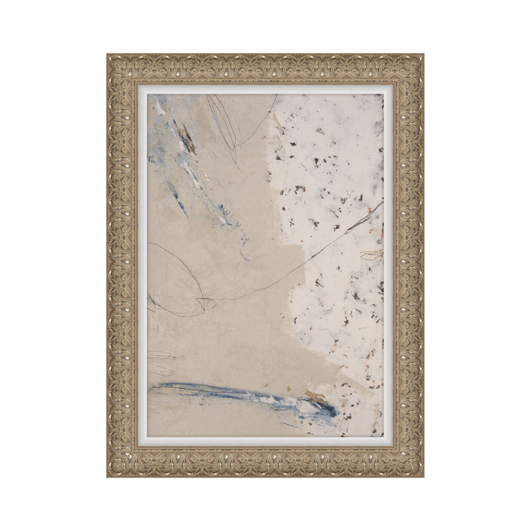 Antique Silver Framed Abstract Canvas Art with White Mat