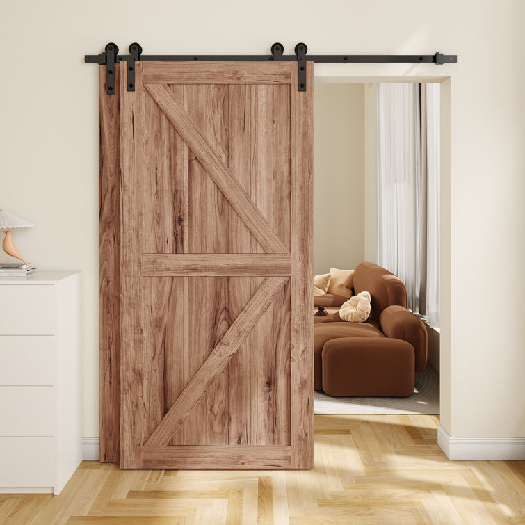 Matte Black Heavy Steel Single Track Barn Door Hardware Kit
