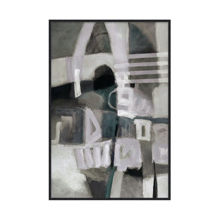 Subdued Gray Abstract Canvas Art with Black Plastic Frame
