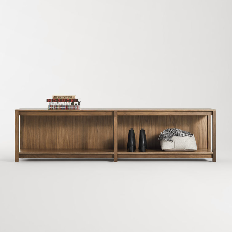 Walnut Solid Wood Open Plan Bench with Shelves