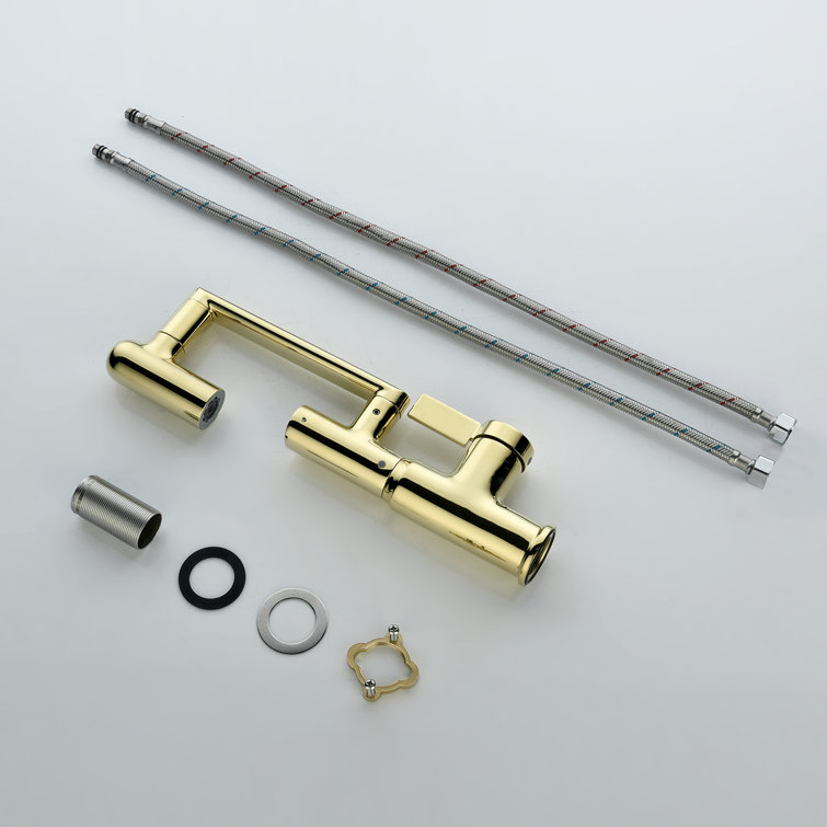 Gold Rotatable Single Hole Bathroom Faucet with Temperature Display